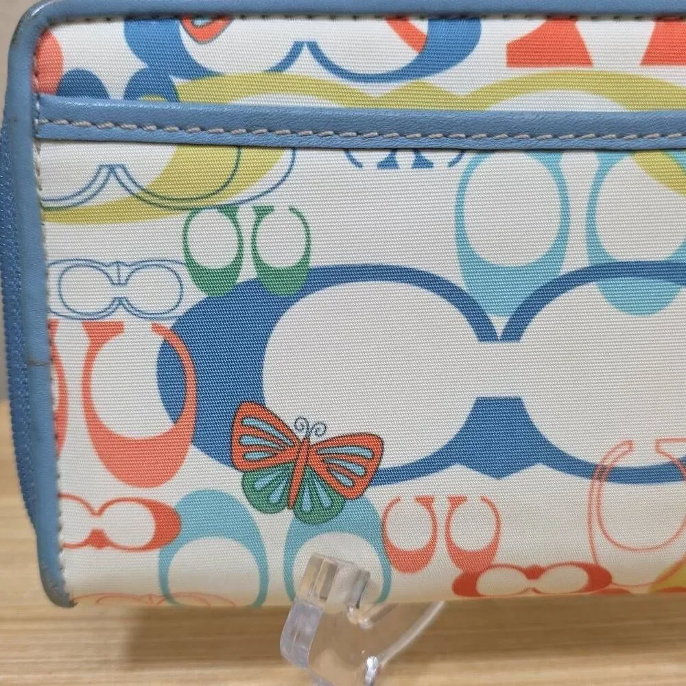 Coach Optic Butterfly Zip Around Wallet
